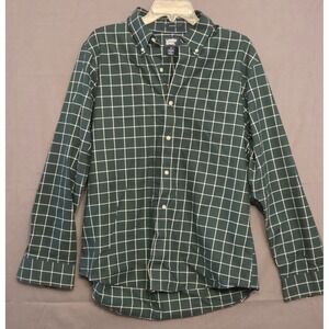 Lands End Traditional Fit No Iron Twill‎ Button Down Shirt Mens  Large Green